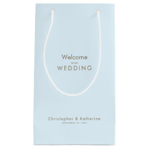 Wedding Favour Ice Blue Names & Date Small Gift Bag