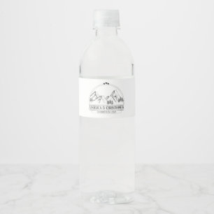 wedding favour invitation couple party mountain water bottle label