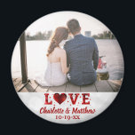 Wedding Favour Love Modern Typography Thank You Magnet<br><div class="desc">This modern typography love photo magnet with a light white bokeh background will make a great favour for your wedding!  Customise with the photo,  names,  and date of your choice.  The font and colour of the text can be changed to fit your preference.</div>