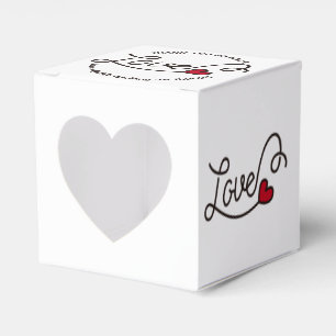 Wedding Favour Love Red Heart Typography Art Box