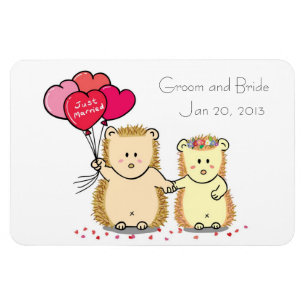Wedding Favour Magnet - Cute hedgehog couple