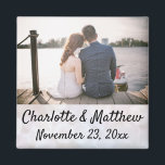 Wedding Favour Modern Typography Photo Thank You Magnet<br><div class="desc">This modern typography photo magnet will make the perfect favour for your wedding!  Personalise with the photo,  names,  and date of your choice.  The names and date are imposed over a light white bokeh background.</div>