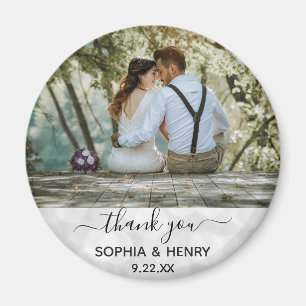 Wedding Favour Modern Typography Photo Thank You Magnet