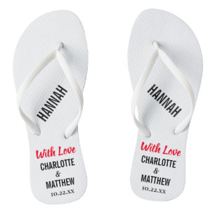 Wedding Favour Modern Typography Thongs