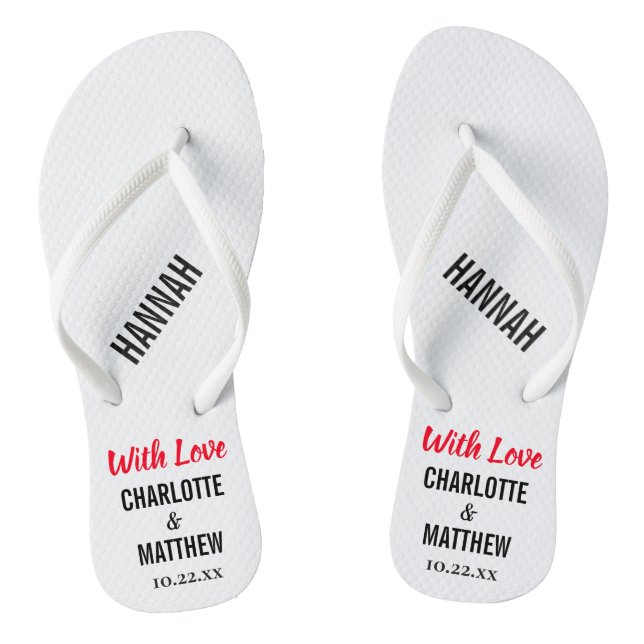 Wedding Favour Modern Typography Thongs (Footbed)