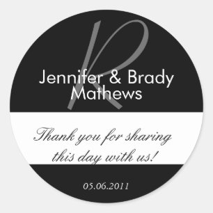 Wedding Favour Monogram Thank You Sticker
