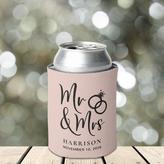 Wedding Favour Mr Mrs Blush Can Cooler (Creator Uploaded)