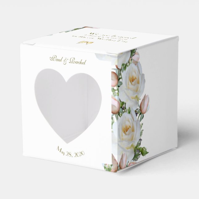 Wedding Favour Personalise Roses Greenery Favour Box (Front Side)