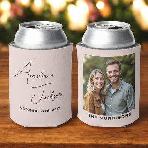 Wedding Favour Photo Blush Pink Modern Minimalist  Can Cooler