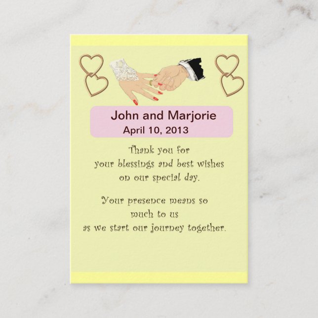 Wedding Favour/place card (Front)