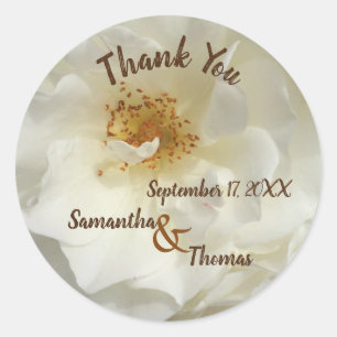 Wedding Favour Pretty White Rose Photo Floral Gues Classic Round Sticker