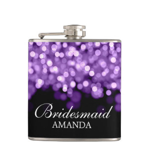 Wedding Favour Purple Lights Hip Flask