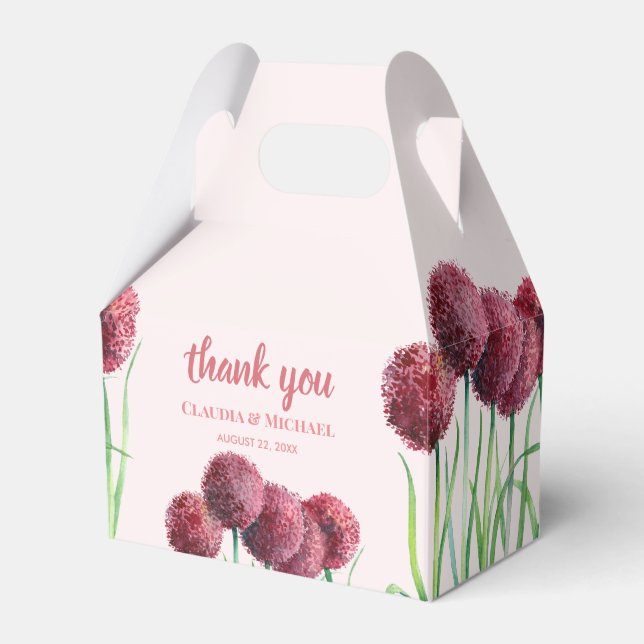 Wedding Favour Purple Pink Allium Floral Watercolo Box (Front Side)