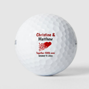 Wedding Favour Red Hearts Love Forever Golf Balls