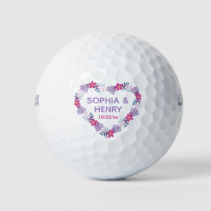 Wedding Favour Rustic Floral Heart Golf Balls