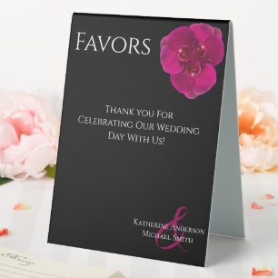 Wedding Favour Sign-Black Fuchsia Orchids-