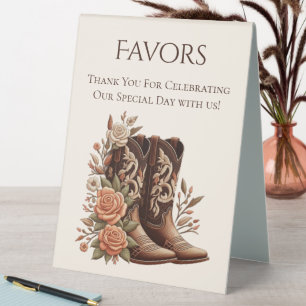 Wedding Favour Sign-Cowboy Boots with Flowers
