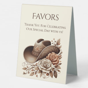 Wedding Favour Sign-Cowgirl Hat with Flowers