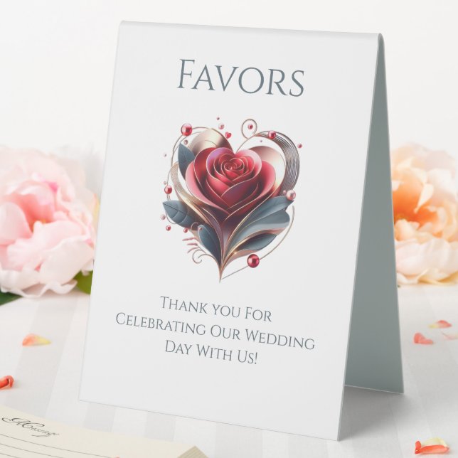 Wedding Favour Sign-Modern Heart Shaped Rose (In SItu (Wedding))