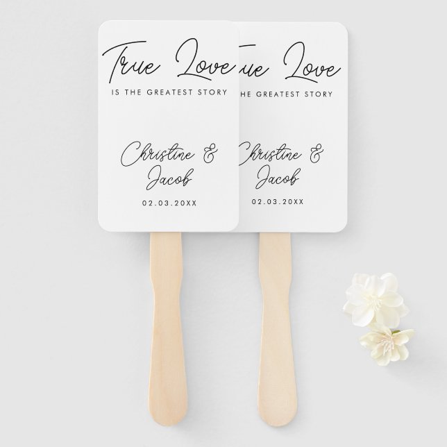 wedding favour simple elegant modern bridal party  hand fan (Front and Back)