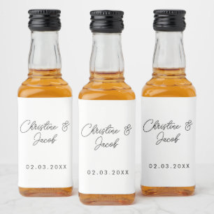 wedding favour simple elegant modern bridal party liquor bottle label