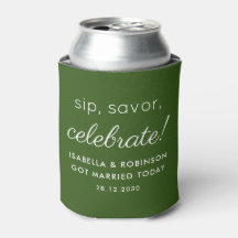Wedding Favour Sip Savour Celebrate Green Funny