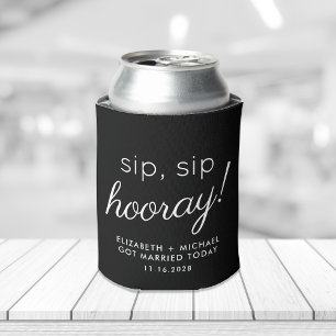 Wedding Favour Sip Sip Hooray Black Can Cooler