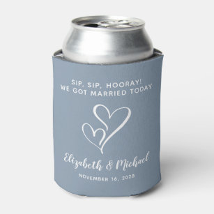 Wedding Favour Sip Sip Hooray Dusty Blue Can Cooler