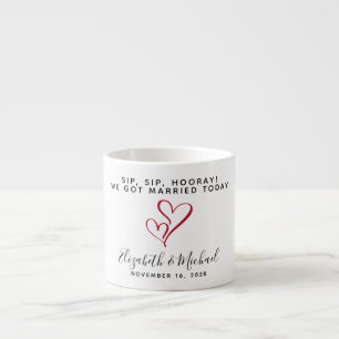 Wedding Favour Sip Sip Hooray Red Hearts Espresso Cup
