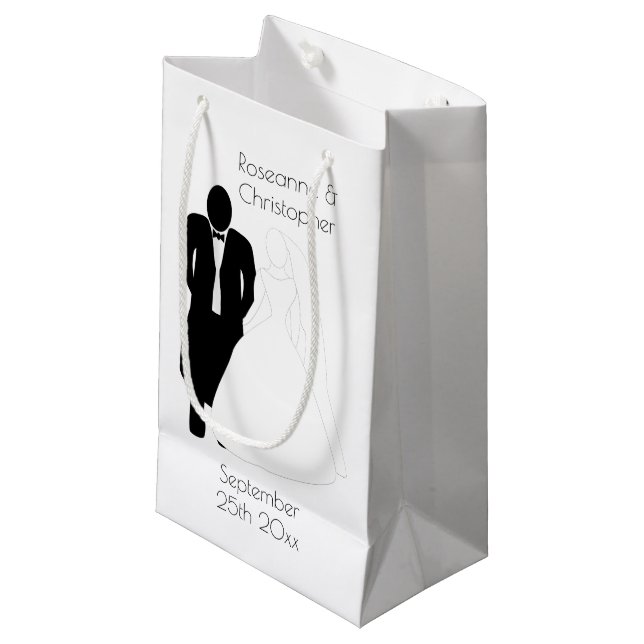 Wedding Favour Small Gift Bag Bride Groom  (Front Angled)