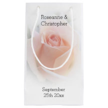 Wedding Favour Small Gift Bag Peach Pink Rosebud