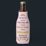 Wedding Favour Something Brewed Personalised Beer  Bottle Cooler<br><div class="desc">These pretty, custom wedding foam bottle coolers have a rustic look in shades of brown, blue, green and golden with a light pink background. The text reads, "Something Old / Something New / Something Barley / Something Brewed." Below that, the bride and groom can add their names and their wedding...</div>
