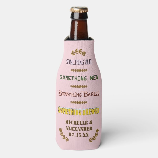 Wedding Favour Something Brewed Personalised Beer  Bottle Cooler (Bottle Front)