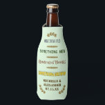 Wedding Favour Something Brewed Personalised Beer  Bottle Cooler<br><div class="desc">These pretty, custom wedding foam bottle coolers have a rustic look in shades of brown, blue, green and golden with a light green background. The text reads, "Something Old / Something New / Something Barley / Something Brewed." Below that, the bride and groom can add their names and their wedding...</div>