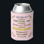 Wedding Favour Something Brewed Personalised Beer  Can Cooler<br><div class="desc">These pretty, custom wedding foam can coolers have a rustic, vintage look in shades of brown, blue, green and golden with a light pink background. The text reads, "Something Old / Something New / Something Barley / Something Brewed." Below that, the bride and groom can add their names and their...</div>