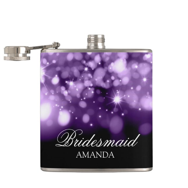 Wedding Favour Sparkling Lights Purple Hip Flask (Opened)