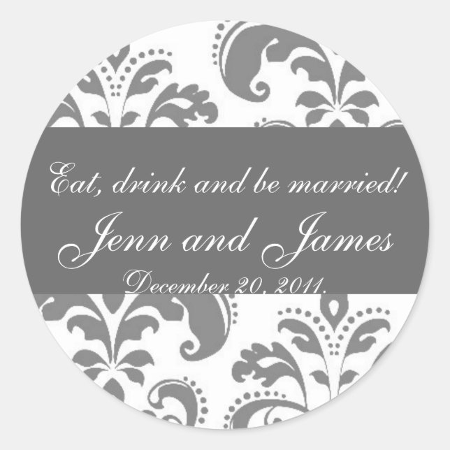 Wedding Favour Sticker Eat, Drink, and be Married (Front)