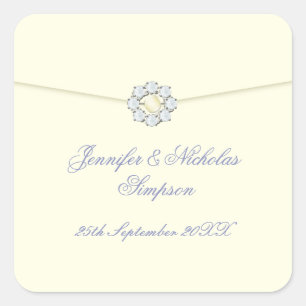 Wedding Favour Stickers Ivory with Pearl & Diamond