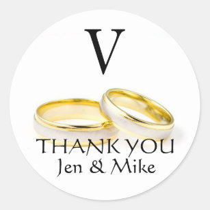 Wedding Favour Stickers Thank You Gold Rings