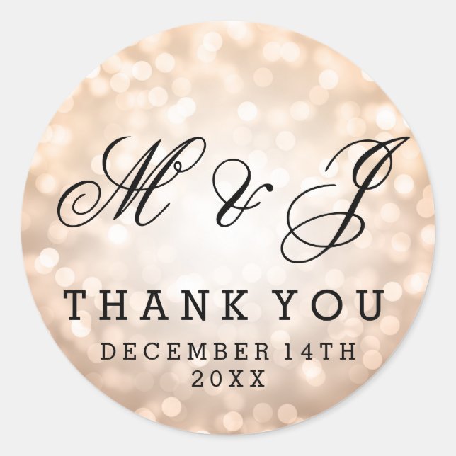 Wedding Favour Tag Copper Glitter Lights (Front)