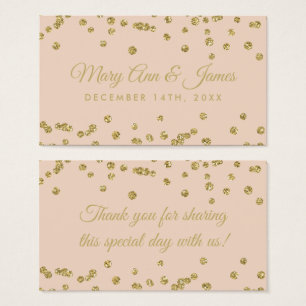 Wedding Favour Tag Gold Glitter Confetti Blush Ros