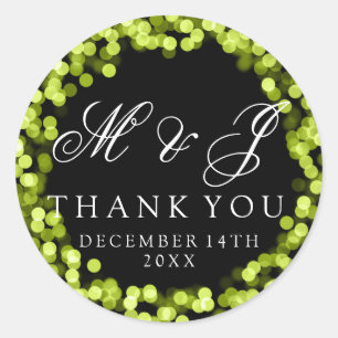 Wedding Favour Tag Green Sparkly Lights
