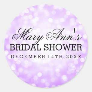 Wedding Favour Tag Purple Glitter Lights