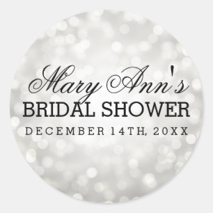 Wedding Favour Tag Silver Glitter Lights