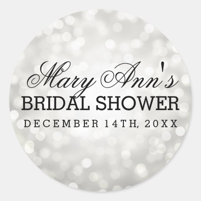 Wedding Favour Tag Silver Glitter Lights (Front)