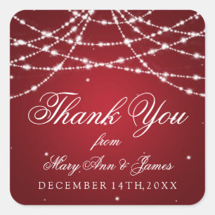 Wedding Favour Tag Sparkling String Red