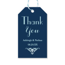 Wedding Favour Tags Thank You Navy Blue A04