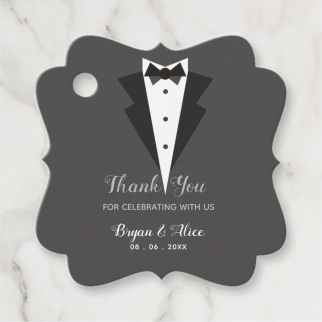 Wedding Favour Tags (Tuxedo Bow Tie) (Front)