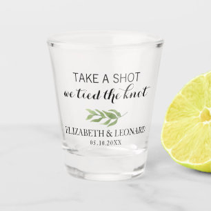 Wedding Favour take a shot we tied the knot Glass