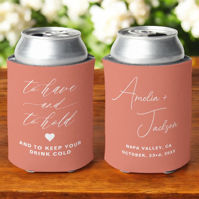 Wedding Favour Terracotta Boho To Have and To Hold Can Cooler (Creator Uploaded)